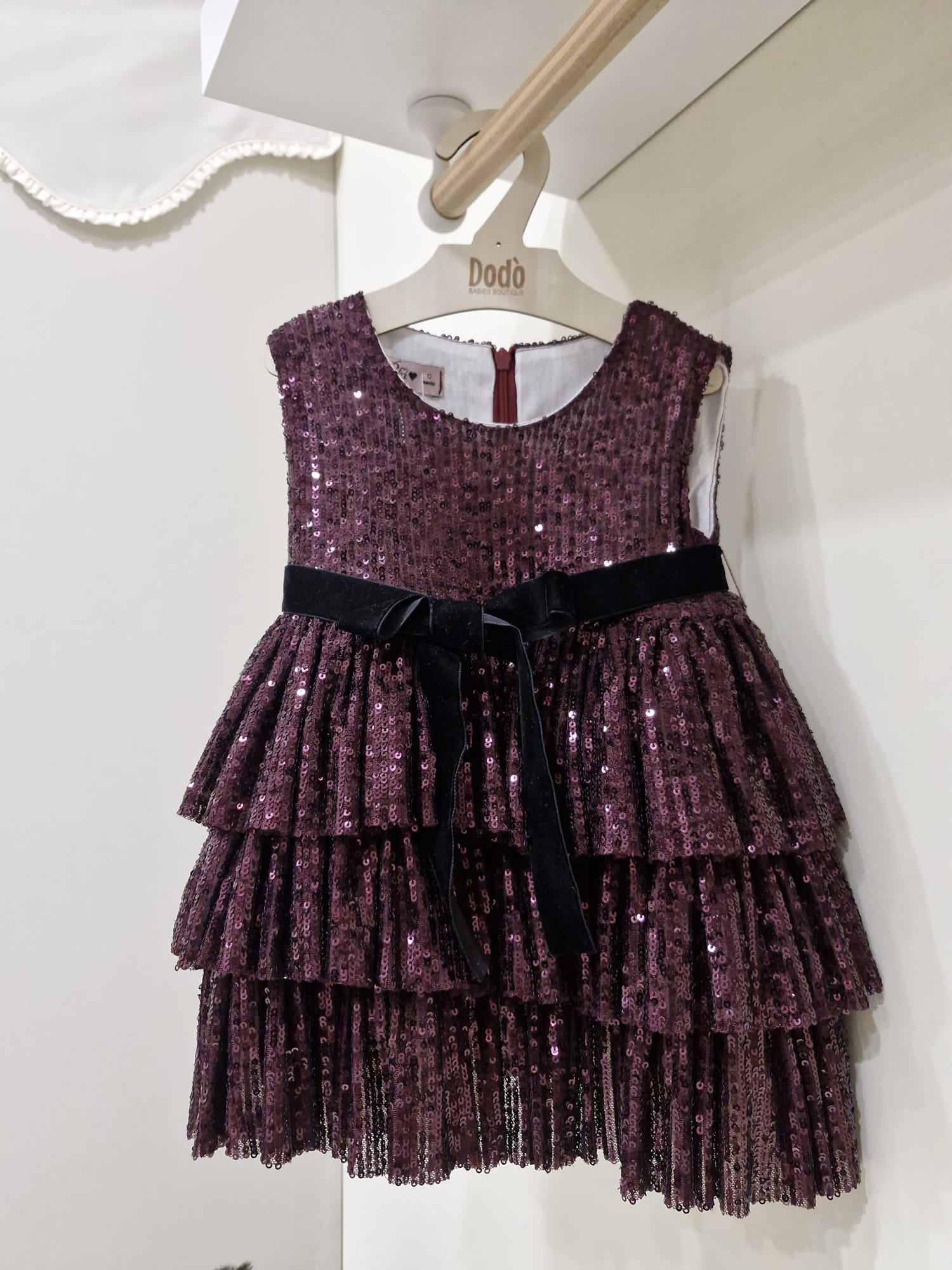 ABITO PAILLETTES PRUNE