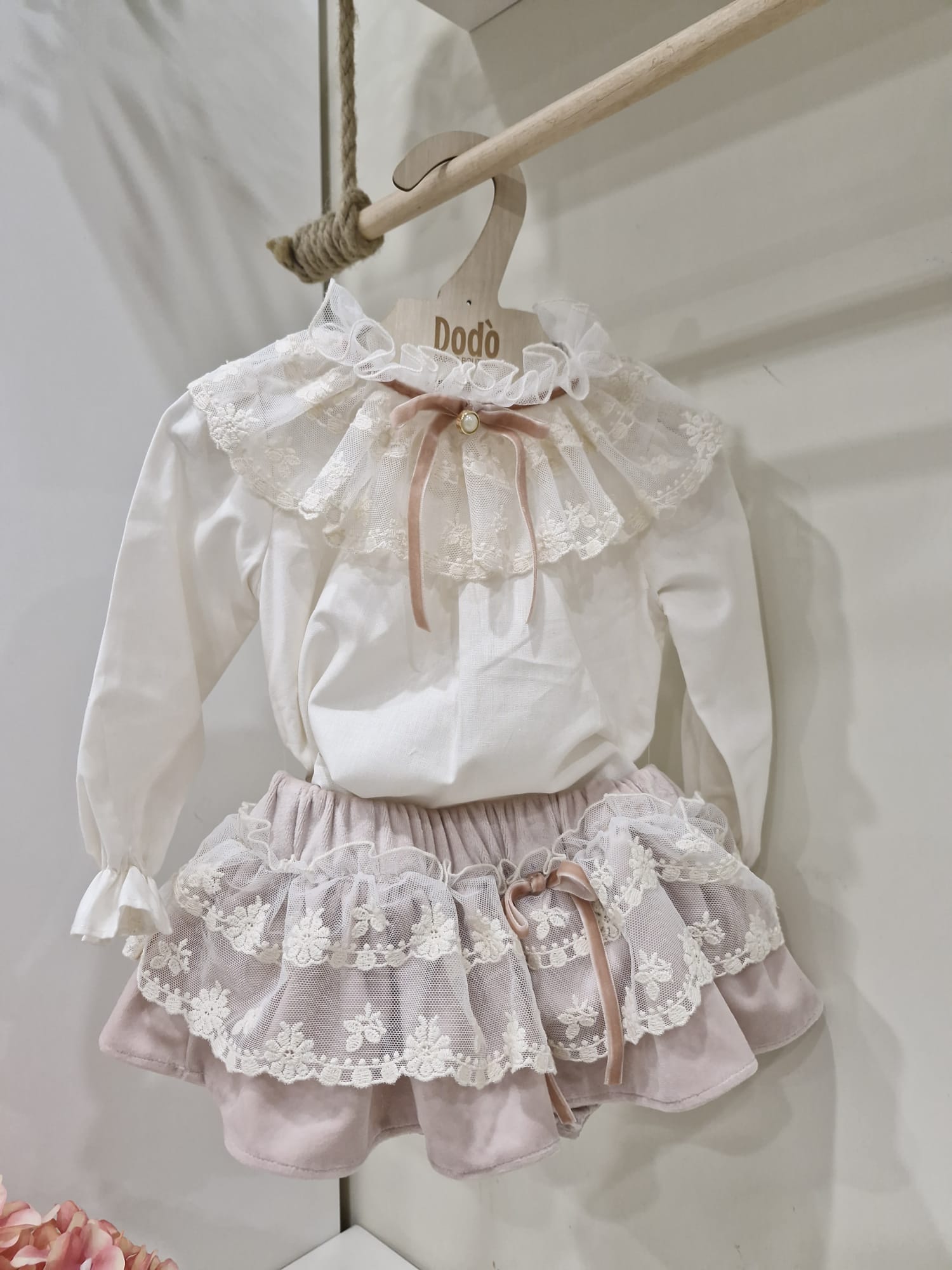 POPELINE PINK VELVET AND BLUSE