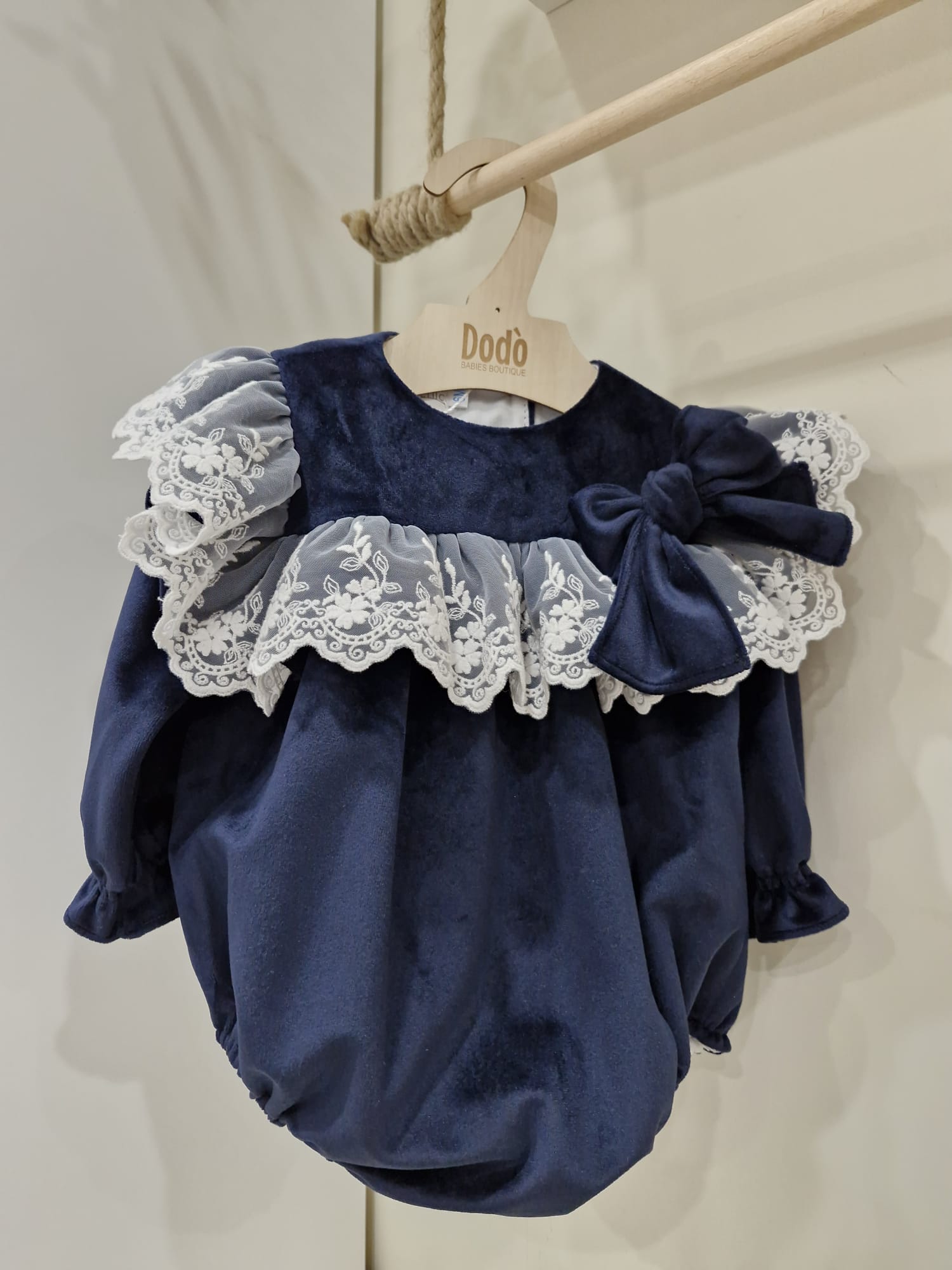 BLUE NAVY VELVET ROMPER