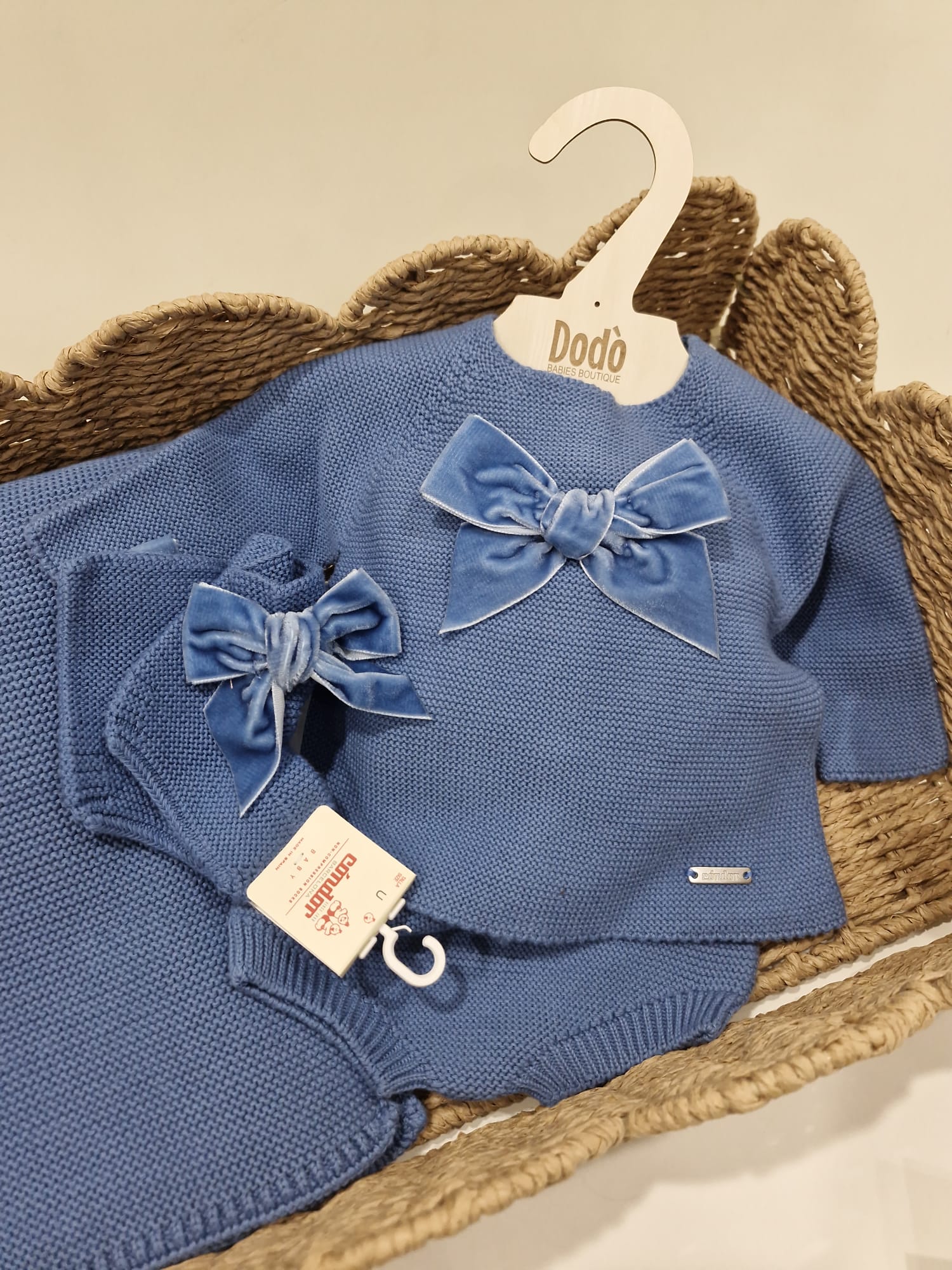 VELVET BOW SHORT SET AZUL