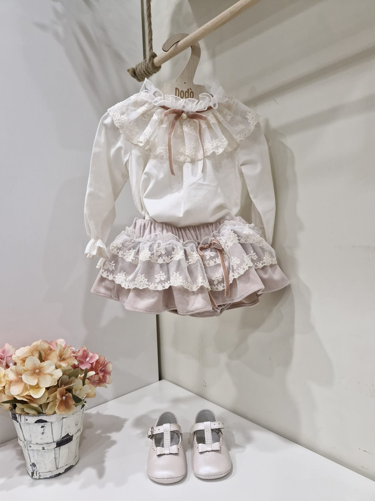 POPELINE PINK VELVET AND BLUSE