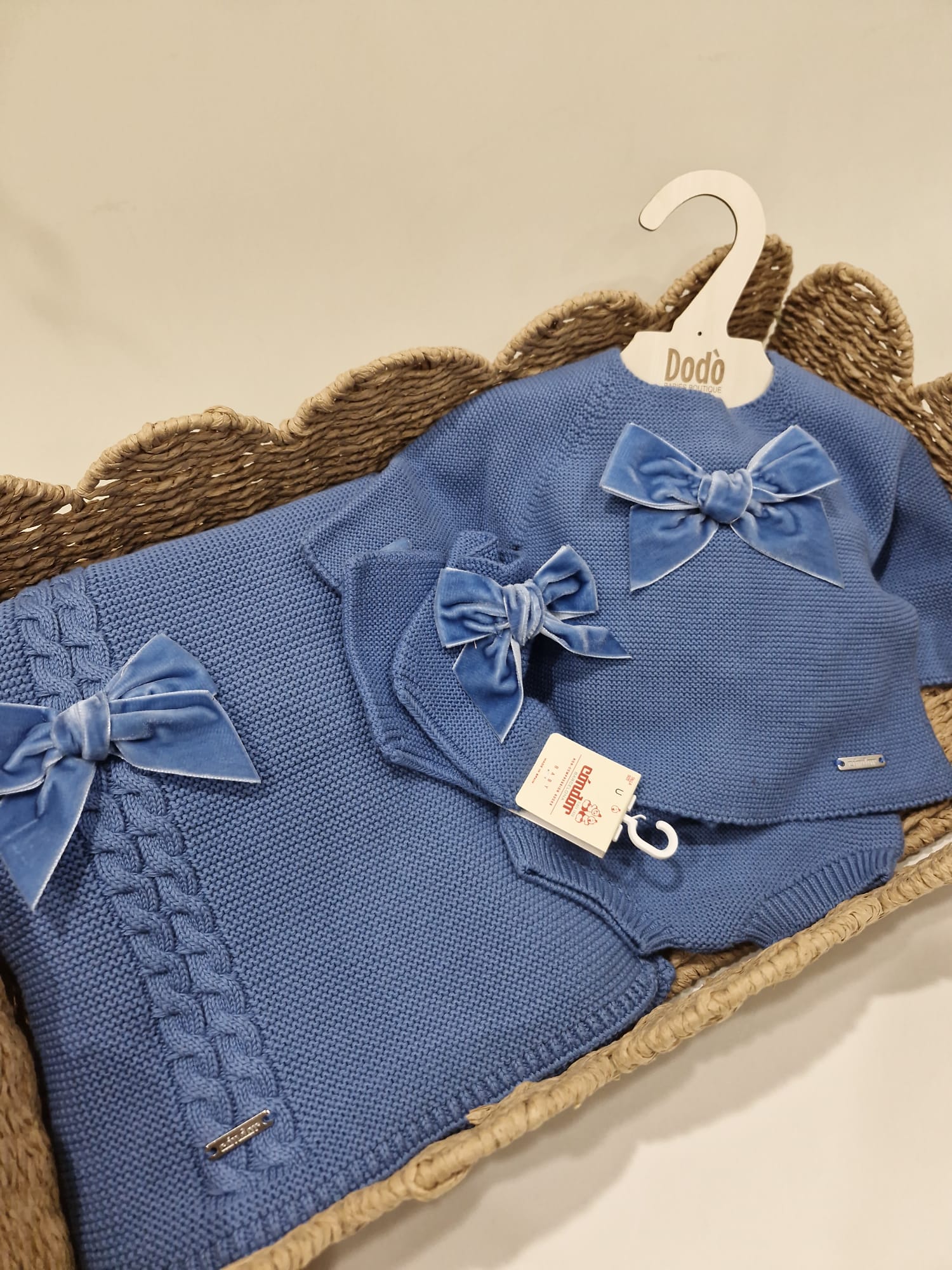 VELVET BOW SHORT SET AZUL