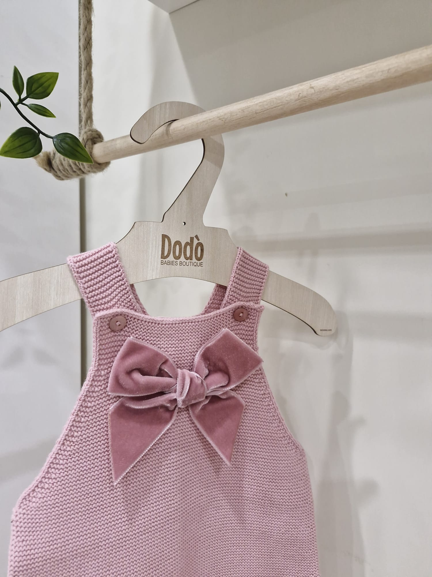 BABY ROMPER WITH VELVET BOW PINK