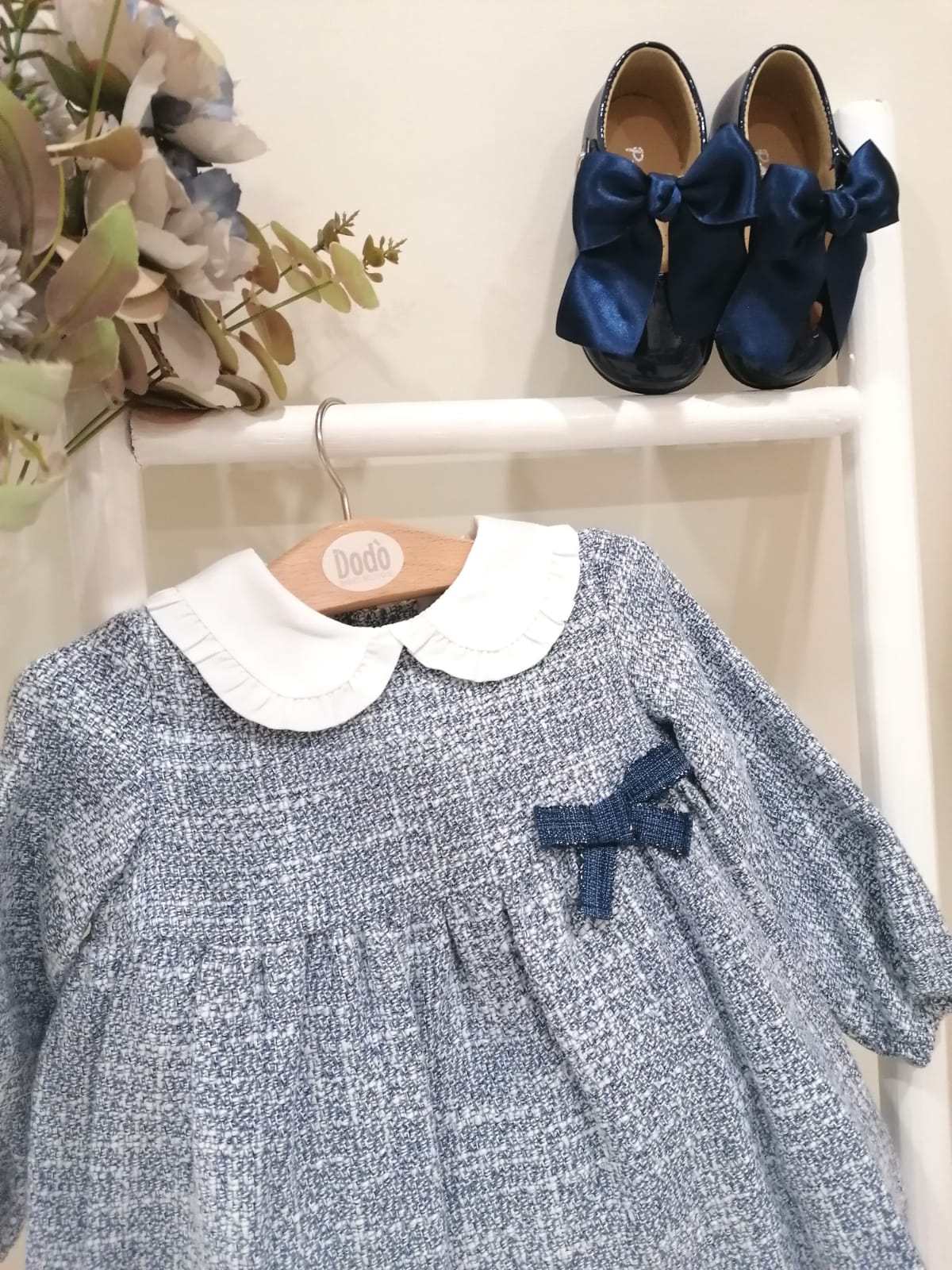 BLUE BABY TWEED DRESS