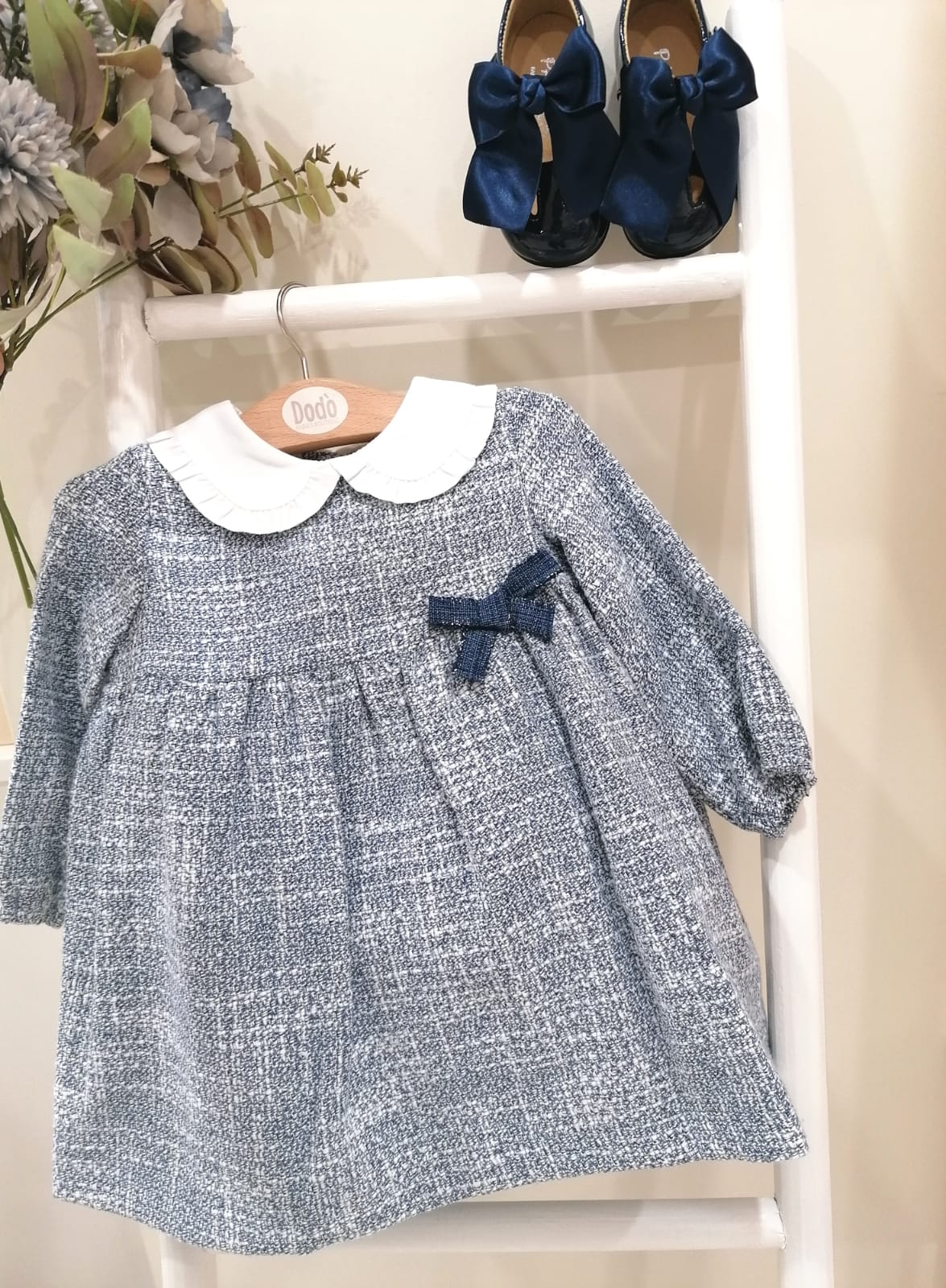 BLUE BABY TWEED DRESS